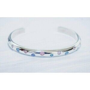 Polka Dot Bracelet • 925 Sterling Silver Cuff • Navajo Handmade • Native...